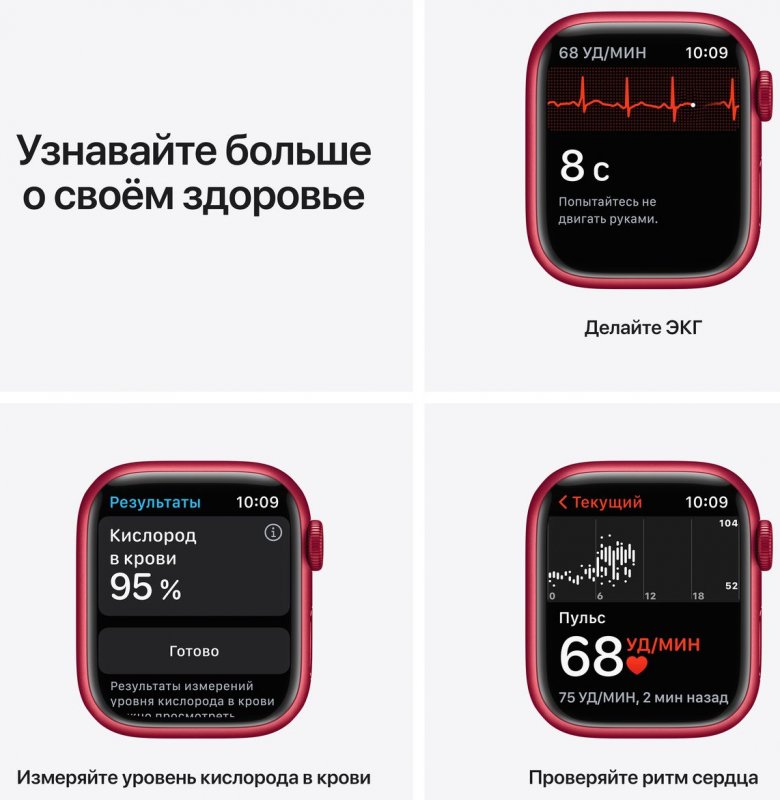 Умные часы Apple Watch Series 7 41mm Aluminium with Sport Band RU, (PRODUCT)RED (MKN23RU/A)