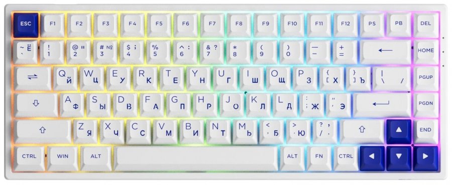 Игровая Клавиатура AKKO 3084B Plus-White&Blue 3 Modes RGB Hot Swap Jelly Pink ASA profile Русская раскладка