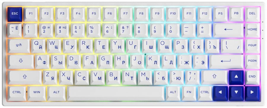 Игровая Клавиатура AKKO 3084B Plus-White&Blue 3 Modes RGB Hot Swap Jelly Pink ASA profile Русская раскладка