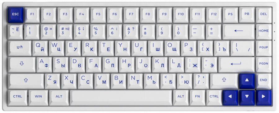 Игровая Клавиатура AKKO 3084B Plus-White&Blue 3 Modes RGB Hot Swap Jelly Pink ASA profile Русская раскладка