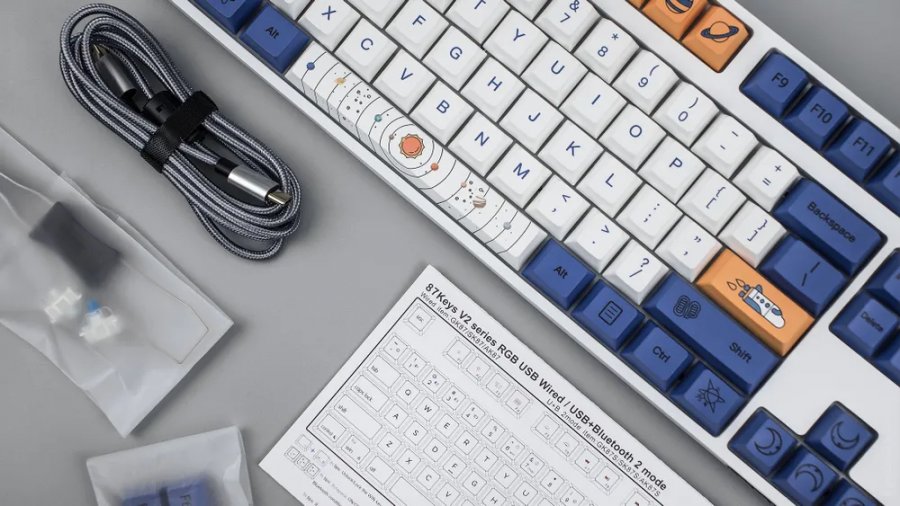 Игровая механическая клавиатура Skyloong GK87 Wired Happy planet, Gateron Yellow, английская раскладка GK87-SS-YW