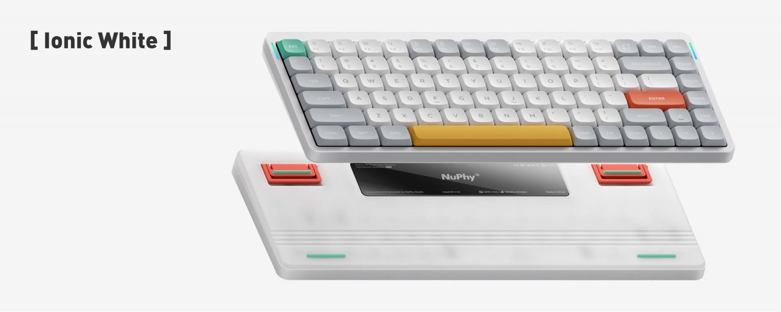 Беспроводная механическая клавиатура QMK Nuphy AIR75v2 Ionic White, RGB, Hot Swap, Moss Switch (AIR75v2-IW-25)