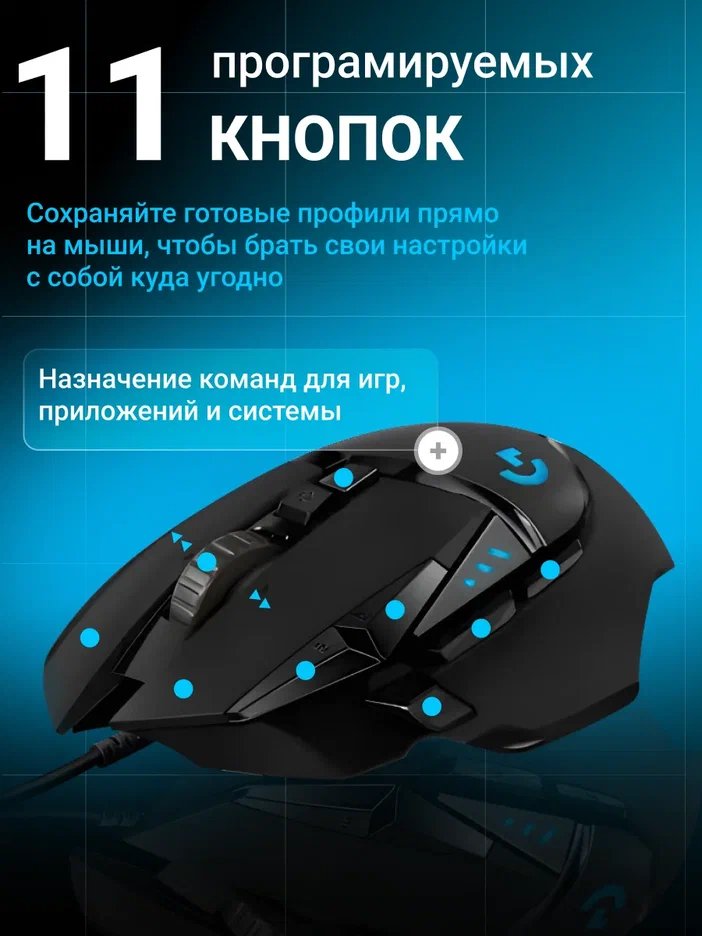 Компьютерная мышь Logitech HERO G502, чёрный [910-005474]