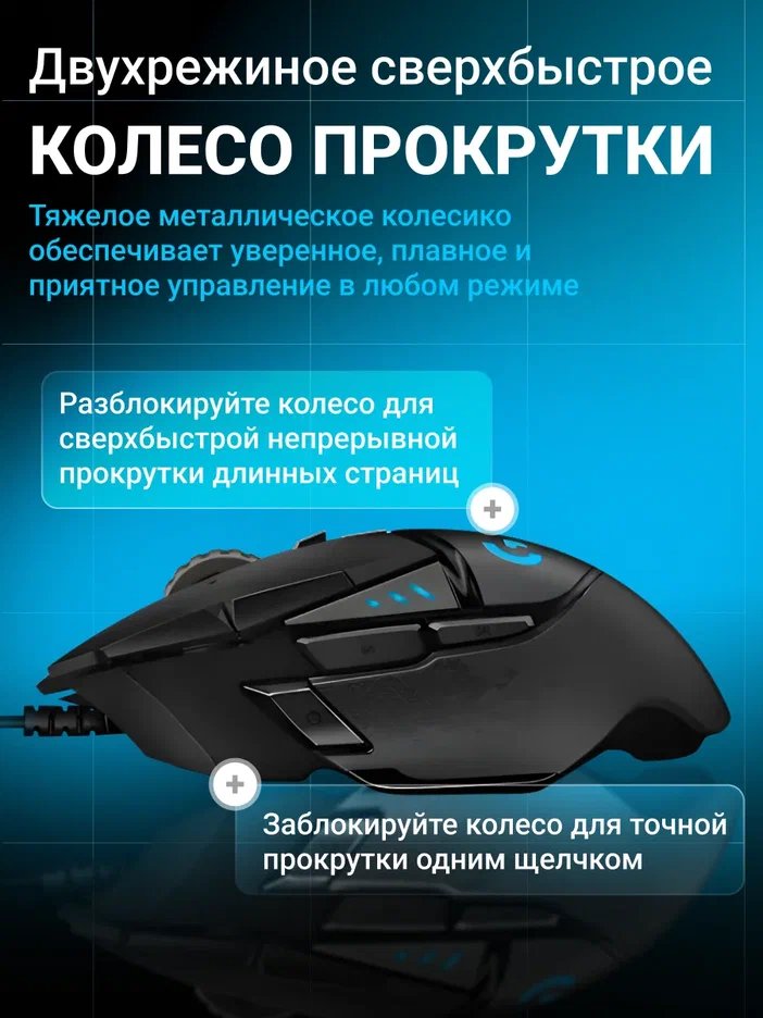 Компьютерная мышь Logitech HERO G502, чёрный [910-005474]