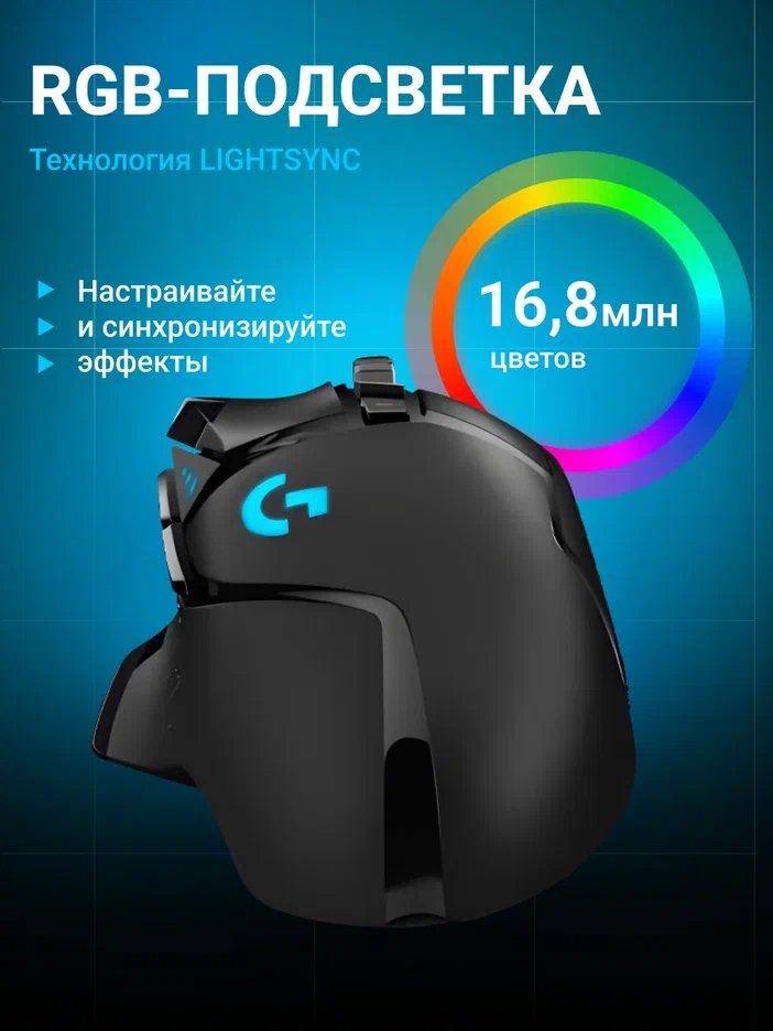 Компьютерная мышь Logitech HERO G502, чёрный [910-005474]
