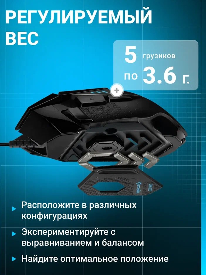 Компьютерная мышь Logitech HERO G502, чёрный [910-005474]