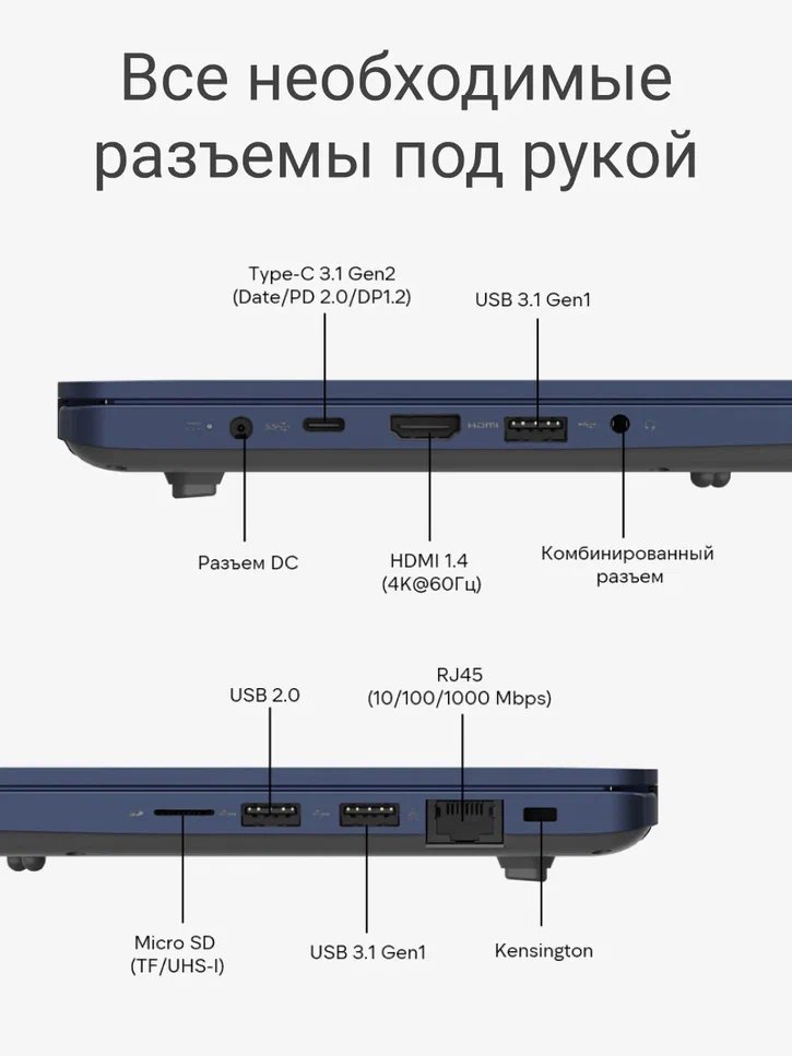 Ноутбук Maibenben Medio M645 16" FHD IPS/R5-4600H/24Gb/512Gb SSD/UMA/W11/Blue (M6451SP0HURE0)