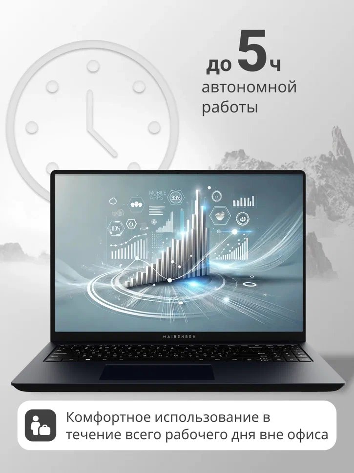 Ноутбук Maibenben Medio M645 16" FHD IPS/R5-4600H/24Gb/512Gb SSD/UMA/W11/Blue (M6451SP0HURE0)