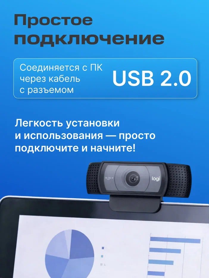 Веб-камера Logitech Webcam C920e, Black [960-001086]