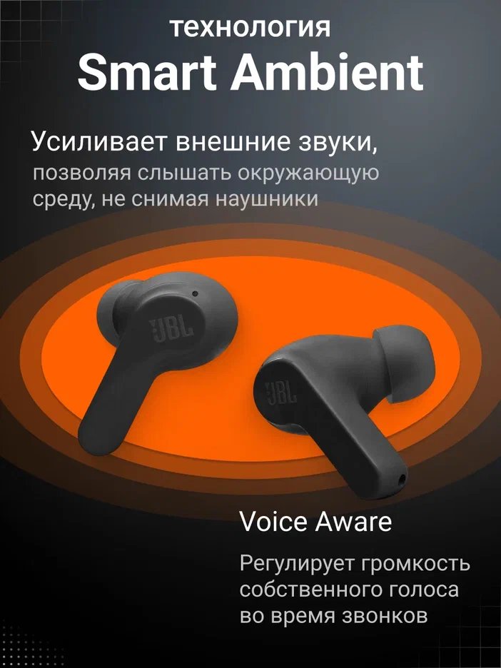 Беспроводные наушники JBL WAVE BEAM Черные (JBLWBEAMBLK)