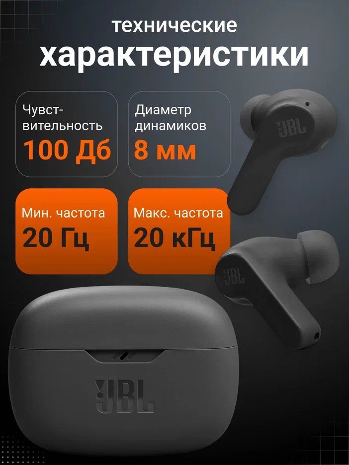 Беспроводные наушники JBL WAVE BEAM Черные (JBLWBEAMBLK)