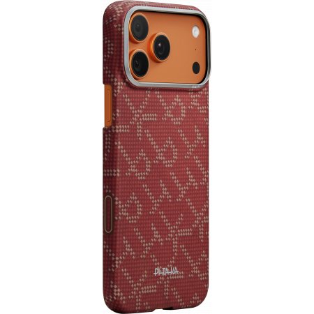 Чехол Pitaka Monogram Ultra-Slim Case для iPhone 17 Pro, красно-золотой KI1702PTK