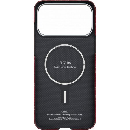 Чехол Pitaka Monogram Ultra-Slim Case для iPhone 17 Pro, красно-золотой KI1702PTK