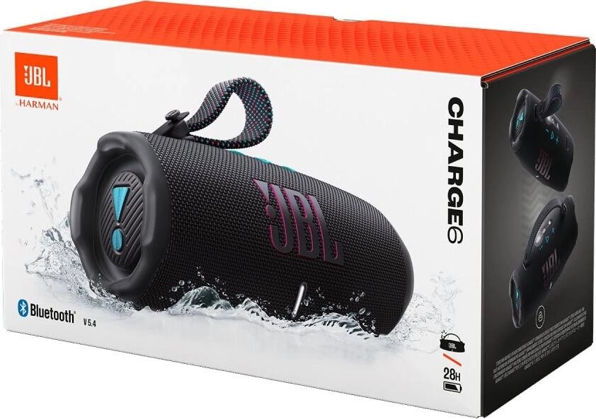 Портативная акустика JBL CHARGE 6 черный, оранжевый (JBLCHARGE6BLKOR)