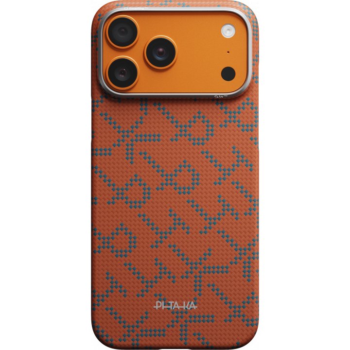 Чехол Pitaka Monogram Ultra-Slim Case для iPhone 17 Pro, оранжевый KI1703PTK