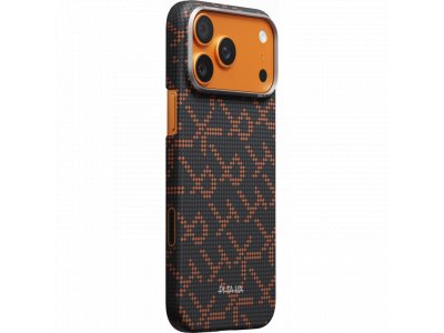 Чехол Pitaka Monogram Ultra-Slim Case для iPhone 17 Pro, черно - оранжевый KI1704PTK - изображение 1
