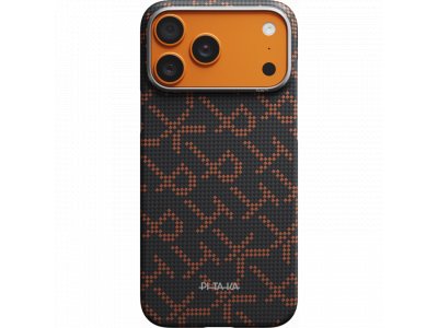 Чехол Pitaka Monogram Ultra-Slim Case для iPhone 17 Pro, черно - оранжевый KI1704PTK - изображение 2