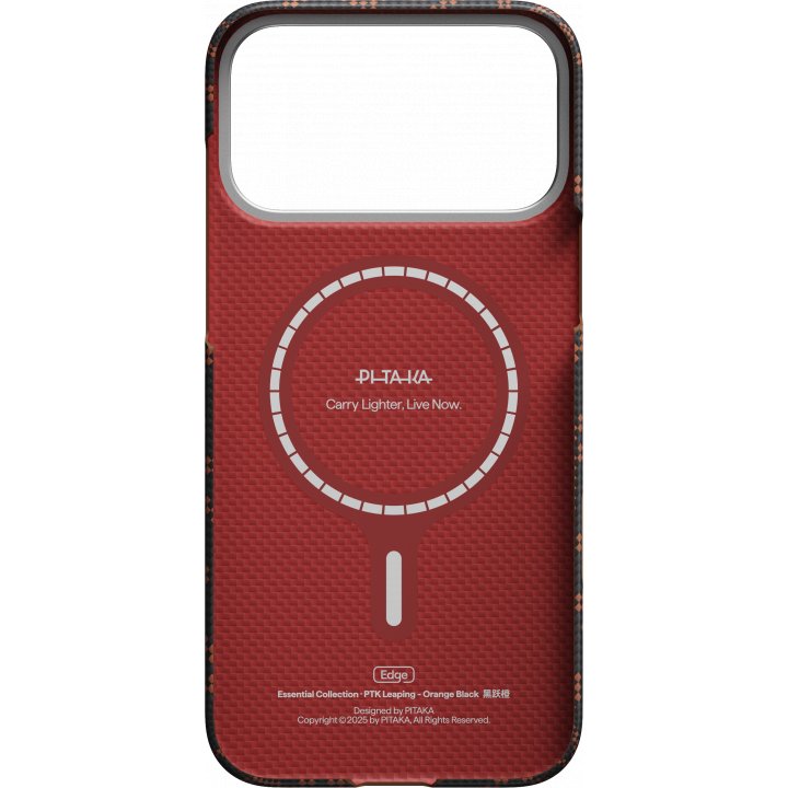 Чехол Pitaka Monogram Ultra-Slim Case для iPhone 17 Pro, черно - оранжевый KI1704PTK