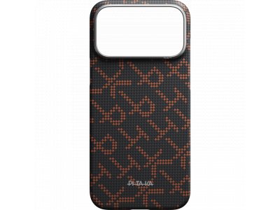 Чехол Pitaka Monogram Ultra-Slim Case для iPhone 17 Pro, черно - оранжевый KI1704PTK - изображение 4