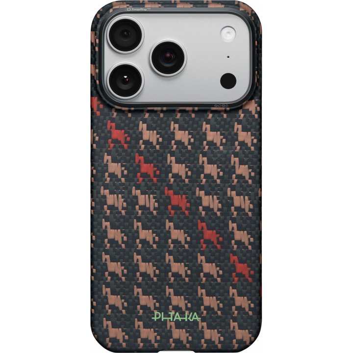 Чехол Pitaka Ultra-Slim Case Happiness Rides для iPhone 17 Pro, (Ebon Kylin) Черно-коричневый HR1707P