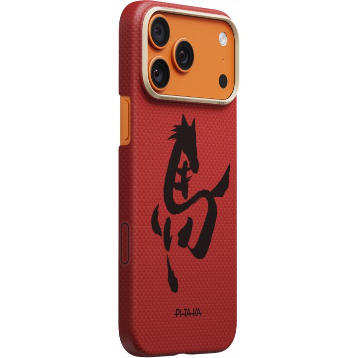 Чехол Pitaka Ultra-Slim Case (Ink Horse Painting) для iPhone 17 Pro, (Cinnabar) Красный HR1703P
