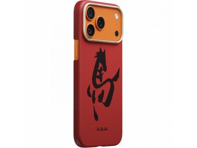 Чехол Pitaka Ultra-Slim Case (Ink Horse Painting) для iPhone 17 Pro, (Cinnabar) Красный HR1703P - изображение 1