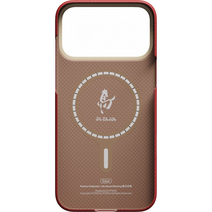 Чехол Pitaka Ultra-Slim Case (Ink Horse Painting) для iPhone 17 Pro, (Cinnabar) Красный HR1703P