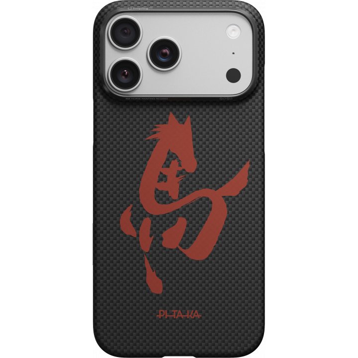 Чехол Pitaka Ultra-Slim Case (Ink Horse Painting) для iPhone 17 Pro, (Ink Rhythm) Чёрный HR1706P
