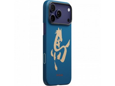 Чехол Pitaka Ultra-Slim Case (Ink Horse Painting) для iPhone 17 Pro Max, (Azure Green) Синий HR1704PM - изображение 1