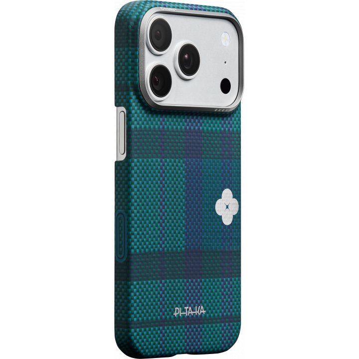 Чехол Pitaka Ultra-Slim Case (Flora in Grid) для iPhone 17 Pro, (Forest Dawn) Зелено-синий FG1701P