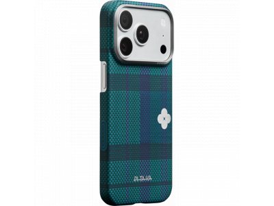Чехол Pitaka Ultra-Slim Case (Flora in Grid) для iPhone 17 Pro, (Forest Dawn) Зелено-синий FG1701P - изображение 1
