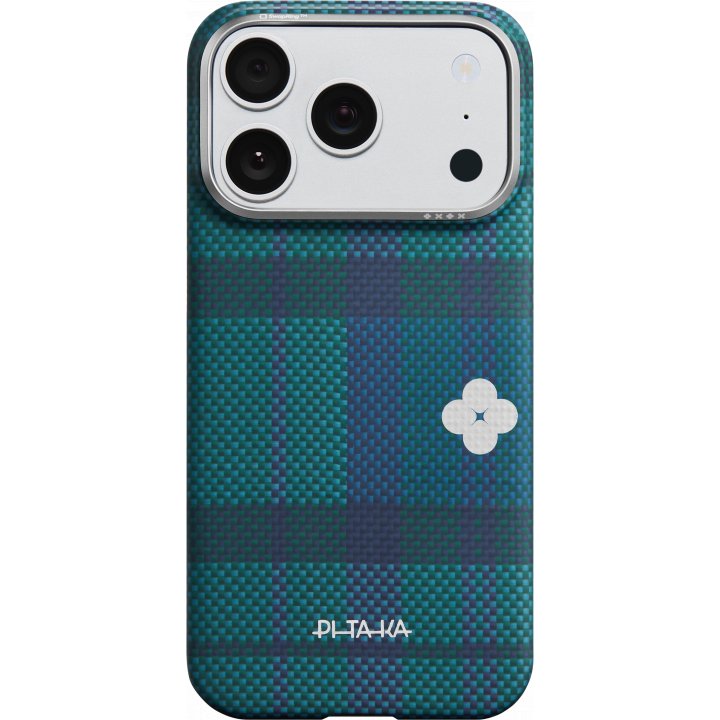 Чехол Pitaka Ultra-Slim Case (Flora in Grid) для iPhone 17 Pro, (Forest Dawn) Зелено-синий FG1701P