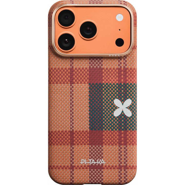 Чехол Pitaka Ultra-Slim Case (Flora in Grid) для iPhone 17 Pro, (Cloud Dusk) Оранжевый FG1702P