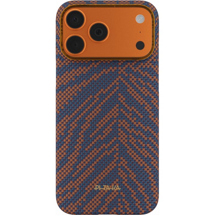 Чехол Pitaka Ultra-Slim Case (PitaTap) (Breath of Veins) для iPhone 17 Pro, (Burning Orange) Оранжево-синий BV1701P