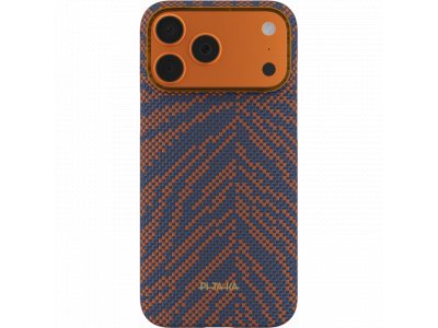 Чехол Pitaka Ultra-Slim Case (PitaTap) (Breath of Veins) для iPhone 17 Pro, (Burning Orange) Оранжево-синий BV1701P - изображение 2